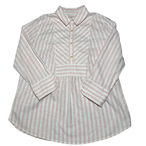 Vineyard Vines Tops - Vineyard Vines Women S Pink White Stripe Popover Tunic Blouse Preppy Coastal Top